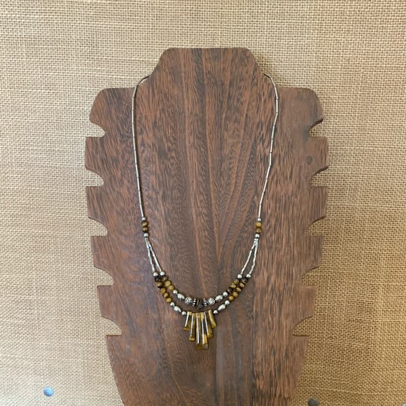 VINTAGE SOUTHWESTERN LIQUID STERLING SILVER TIGER EYE NECKLACE - Picture 6 of 9